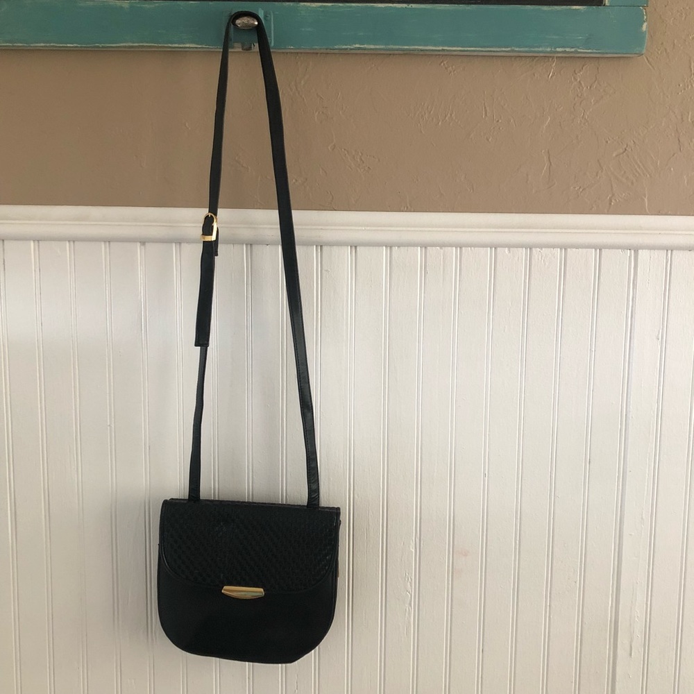 Genuine Black Leather Crossbody Purse ✨